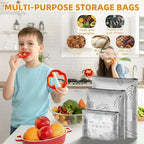 🛡️🥬 Reusable thickened upright aluminum foil sealing storage bags with label
